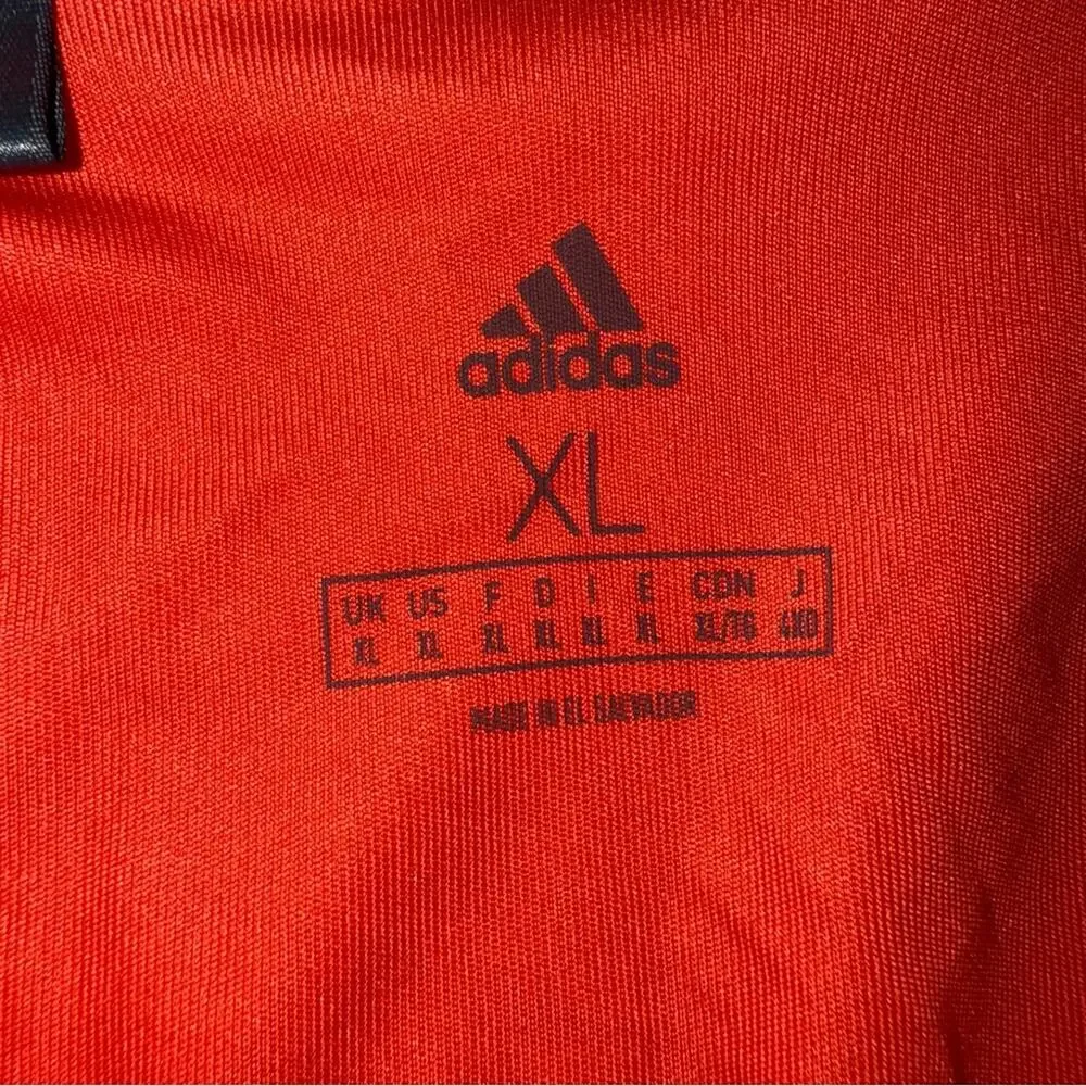 Adidas Men's Activewear Performance Polo Shirt Orange with Black Stripes Size XL